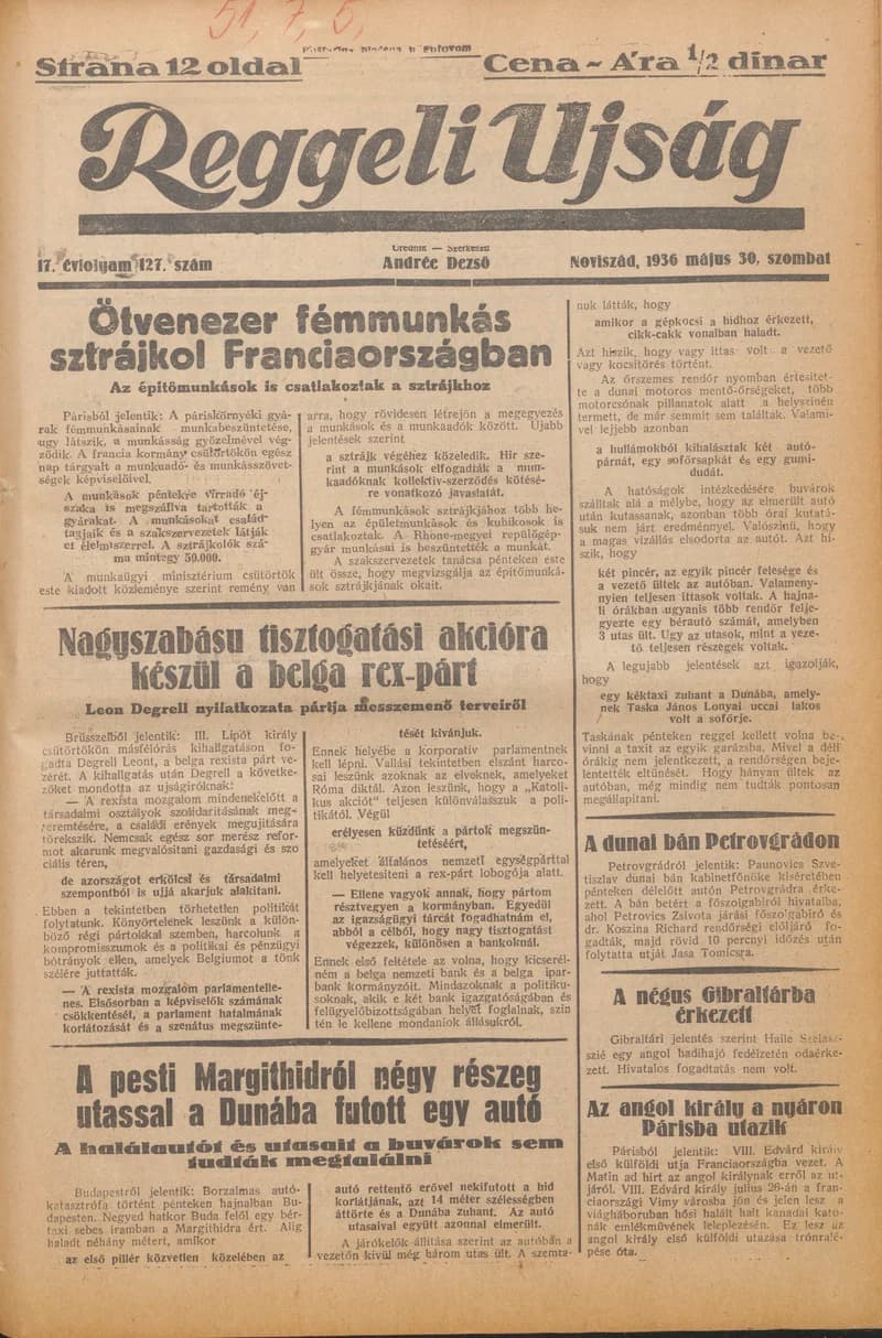 Reggeli Újság, 17. évf. 1936. május 30. 127. sz.