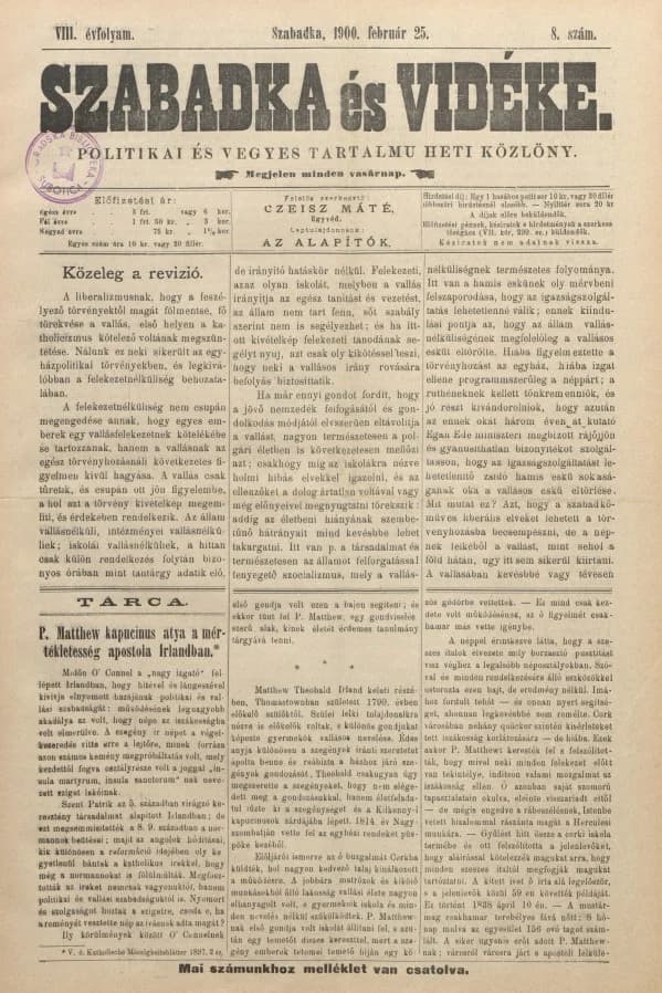 Szabadka és vidéke II, 8. évf. 1900. február 25. 8. sz.