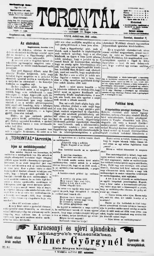 Torontál, 26. évf. 1897. december 11. 283. sz.