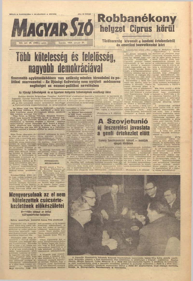 Magyar Szó, 21. évf. 1964. január 29. 28. sz. 1–16. oldal