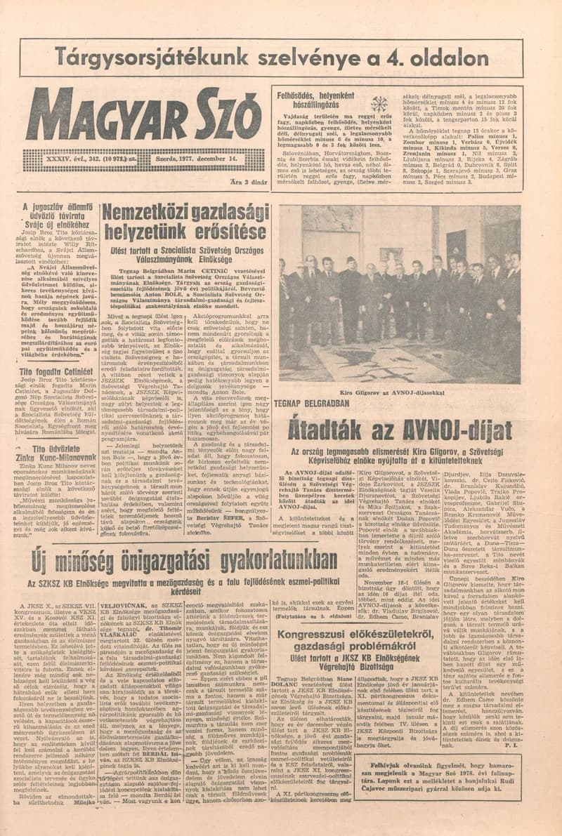 Magyar Szó, 34. évf. 1977. december 14. 342. sz.