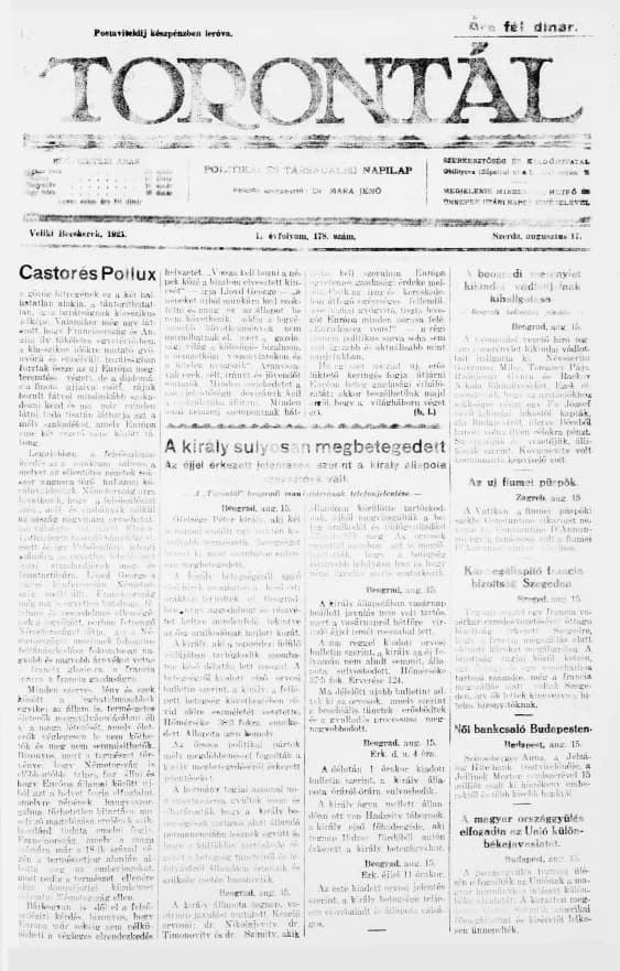 Torontál, 50. évf. 1921. augusztus 17. 178. sz.