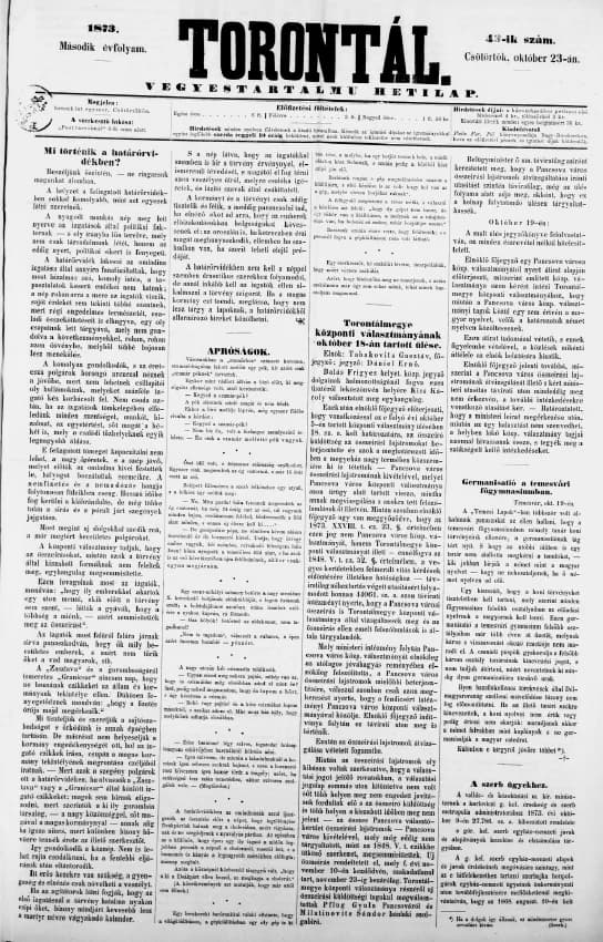Torontál, 2. évf. 1873. október 23. 43. sz.