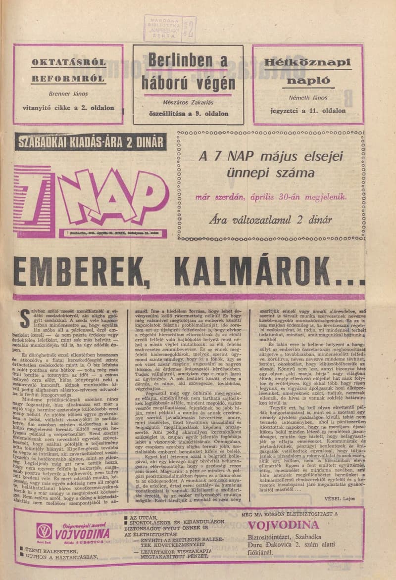 7 Nap, 30. évf. 1975. április 25. 16. sz. 1–28. oldal