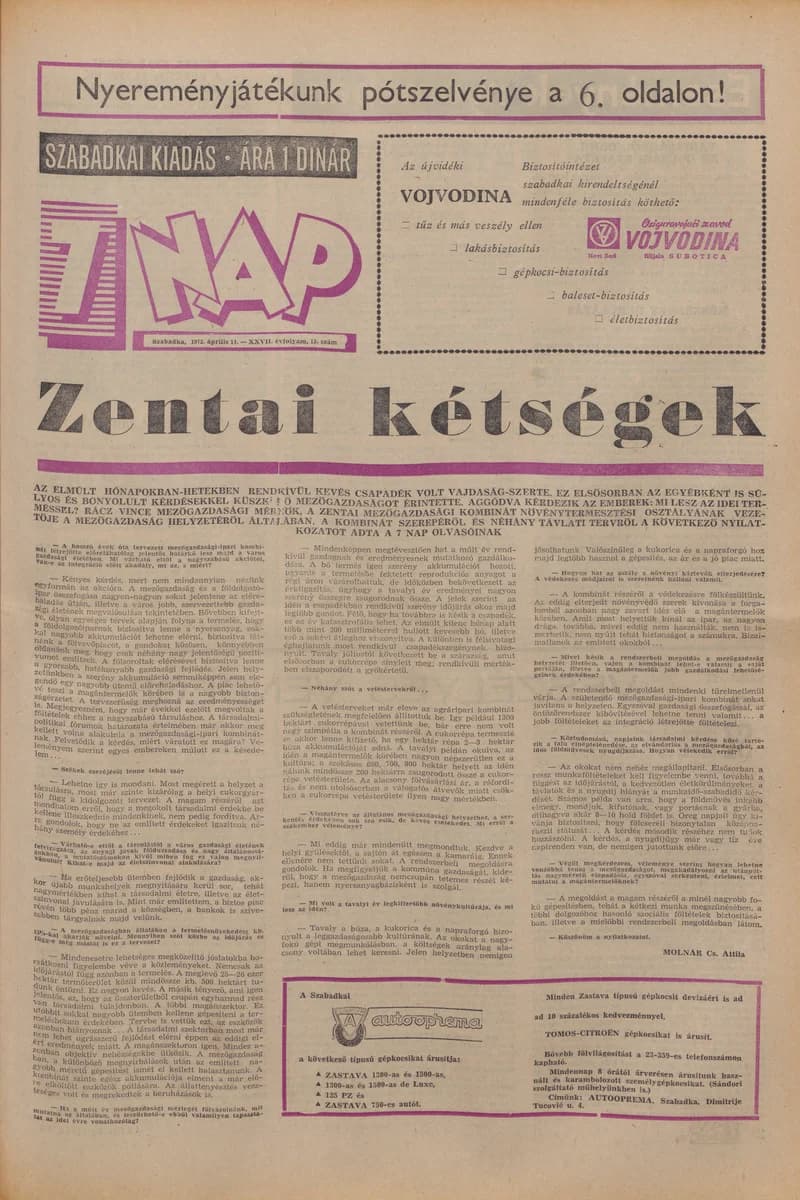 7 Nap, 27. évf. 1972. április 14. 15. sz. 1–28. oldal