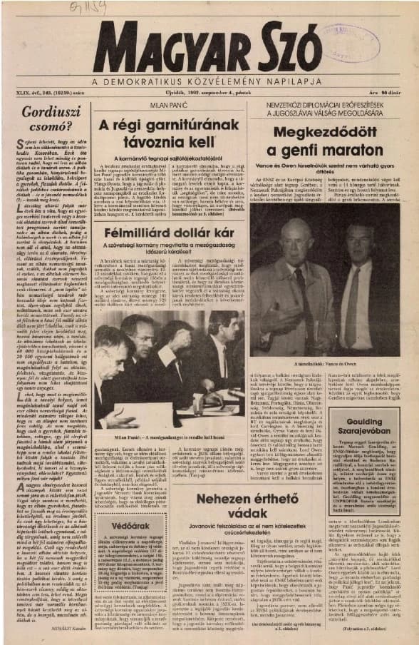 Magyar Szó, 49. évf. 1992. szeptember 4. 243. sz. 1–16. oldal