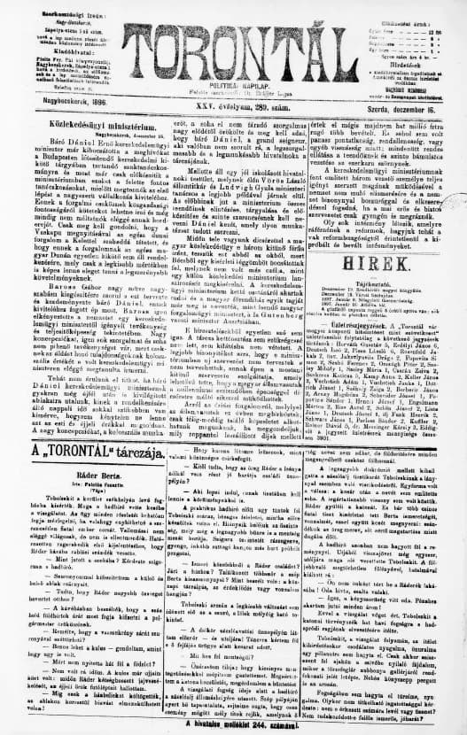 Torontál, 25. évf. 1896. december 16. 289. sz.