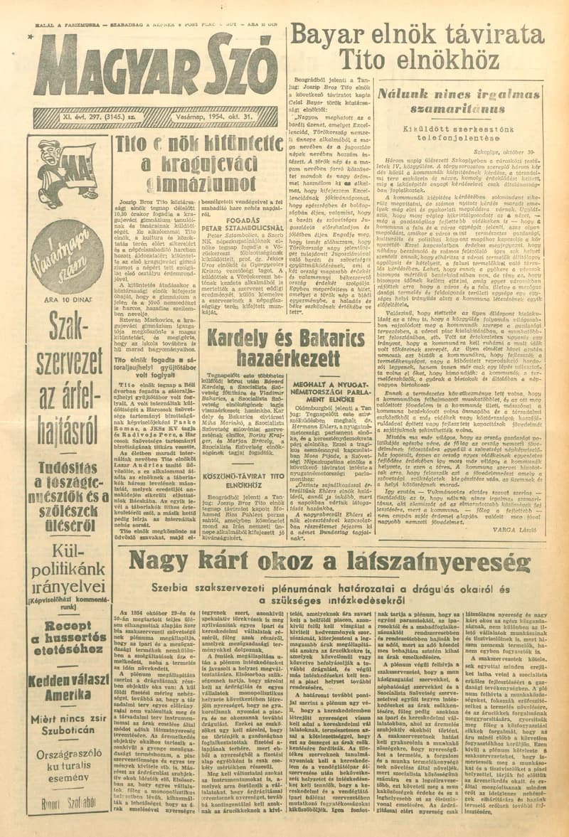 Magyar Szó, 11. évf. 1954. október 31. 297. sz. 1–14. oldal