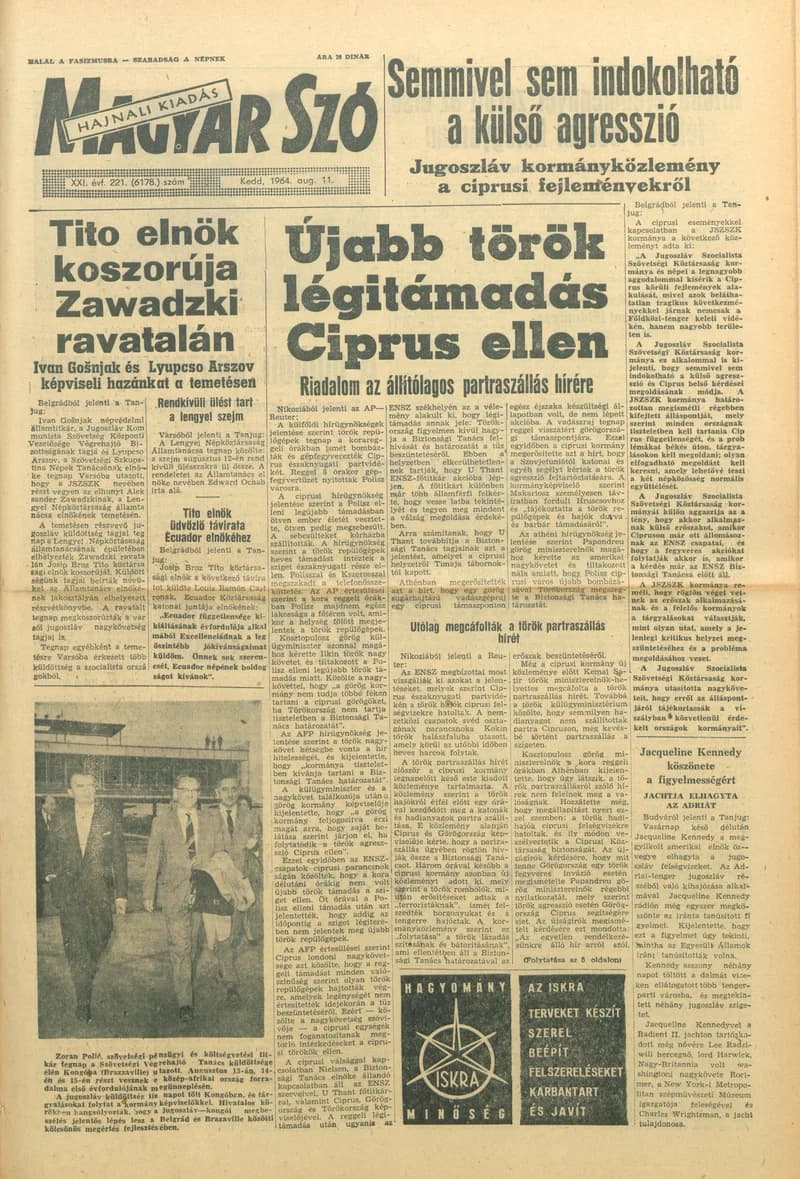 Magyar Szó, 21. évf. 1964. augusztus 11. 221. sz. 1–12. oldal