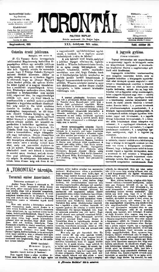 Torontál, 30. évf. 1901. október 29. 248. sz.