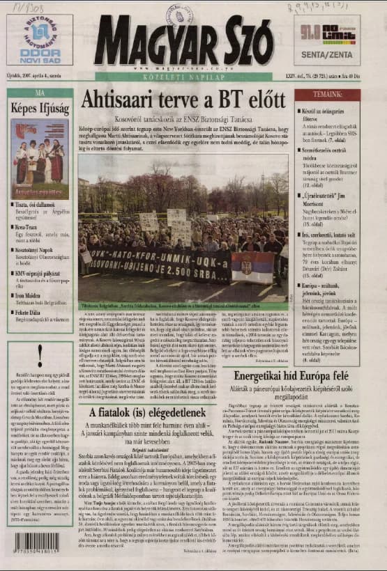 Magyar Szó, 64. évf. 2007. április 4. 79. sz. 1–20. oldal