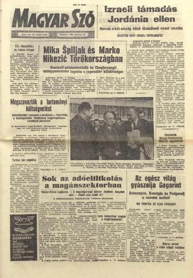 Magyar Szó, 25. évf. 1968. március 30. 88. sz. 1–20. oldal