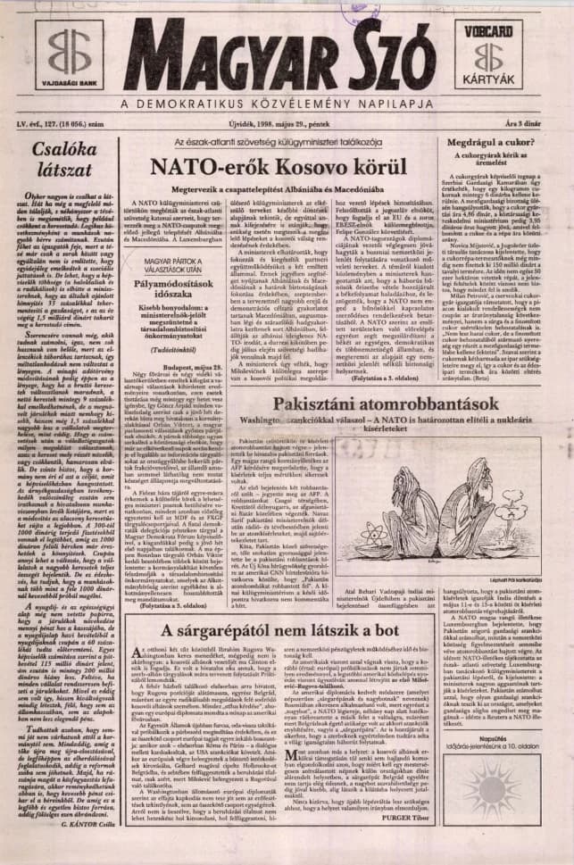 Magyar Szó, 55. évf. 1998. május 29. 127. sz. 1–16. oldal