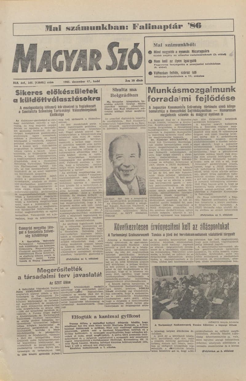 Magyar Szó, 42. évf. 1985. december 17. 345. sz. 1–20. oldal