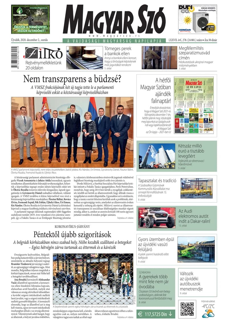 Magyar Szó, 77. évf. 2020. december 2. 278. sz. 1–16. oldal