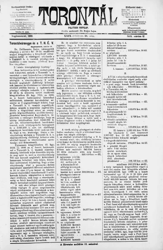 Torontál, 29. évf. 1900. március 12. 58. sz.