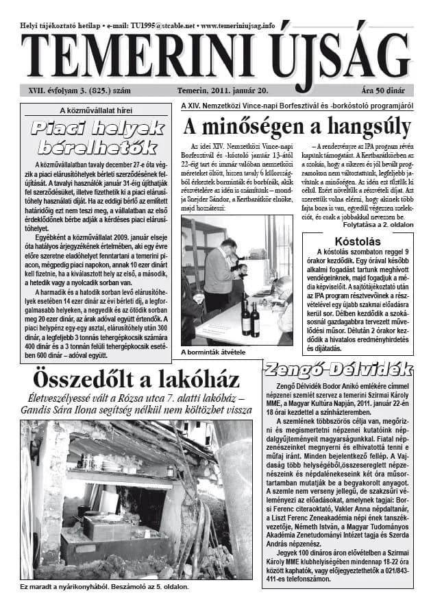 Temerini Újság, 17. évf. 2011. január 20. 3. sz.