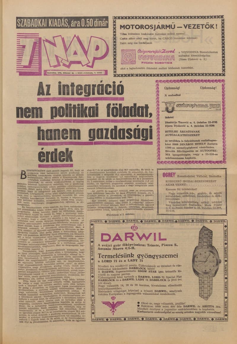7 Nap, 25. évf. 1970. február 20. 9. sz. 1–16. oldal