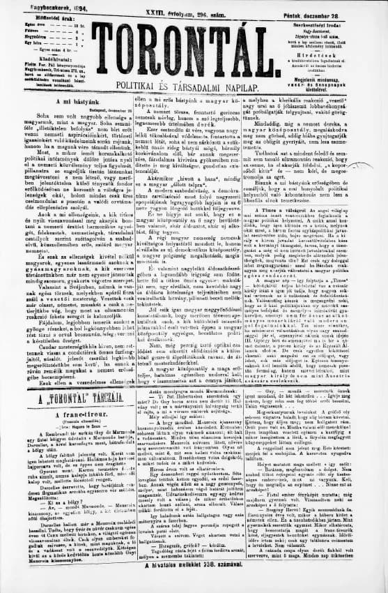 Torontál, 23. évf. 1894. december 28. 296. sz.