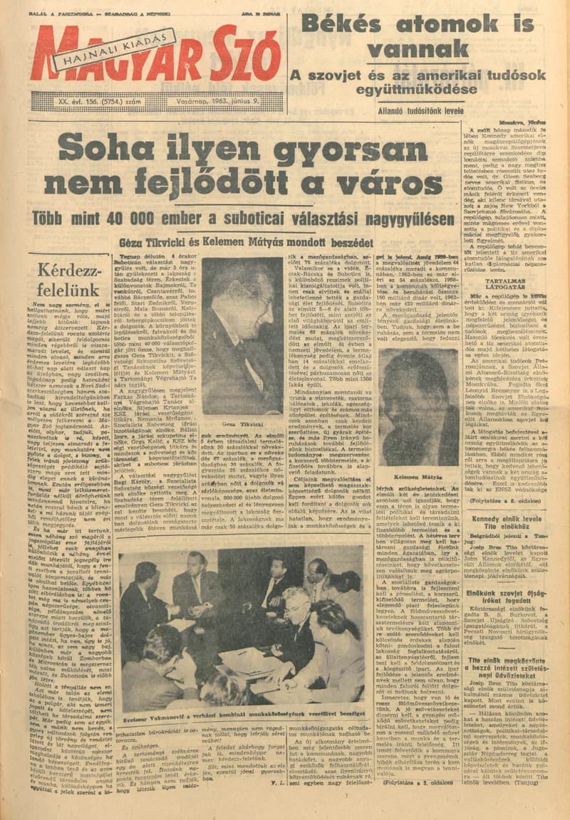 Magyar Szó, 20. évf. 1963. június 9. 156. sz. 1–24. oldal