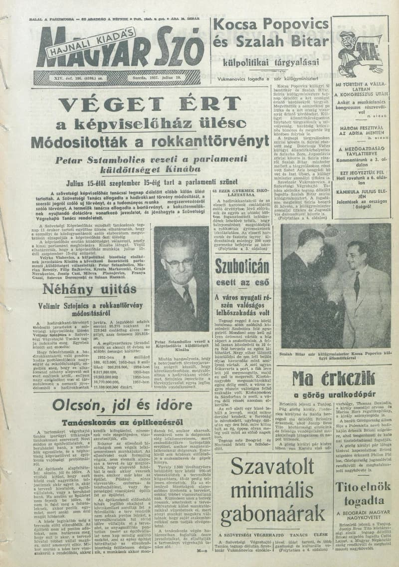 Magyar Szó, 14. évf. 1957. július 10. 186. sz. 1–14. oldal
