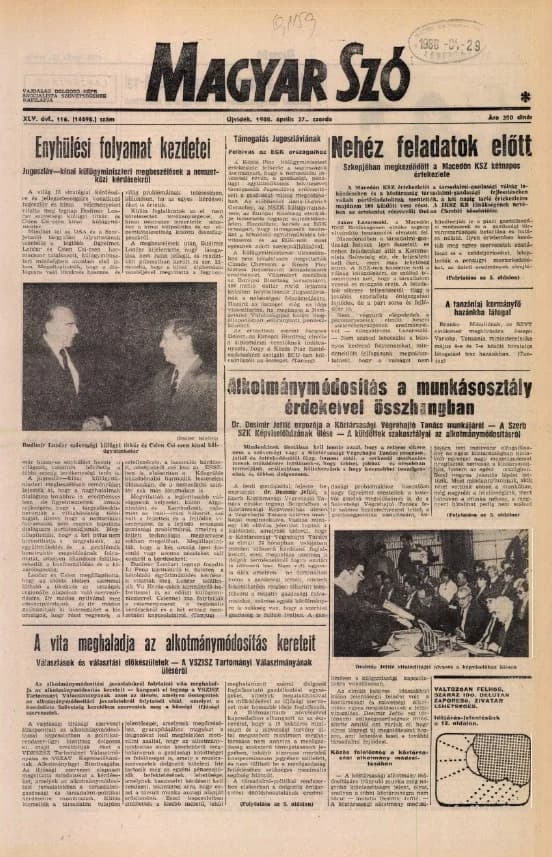 Magyar Szó, 45. évf. 1988. április 27. 116. sz. 1–20. oldal