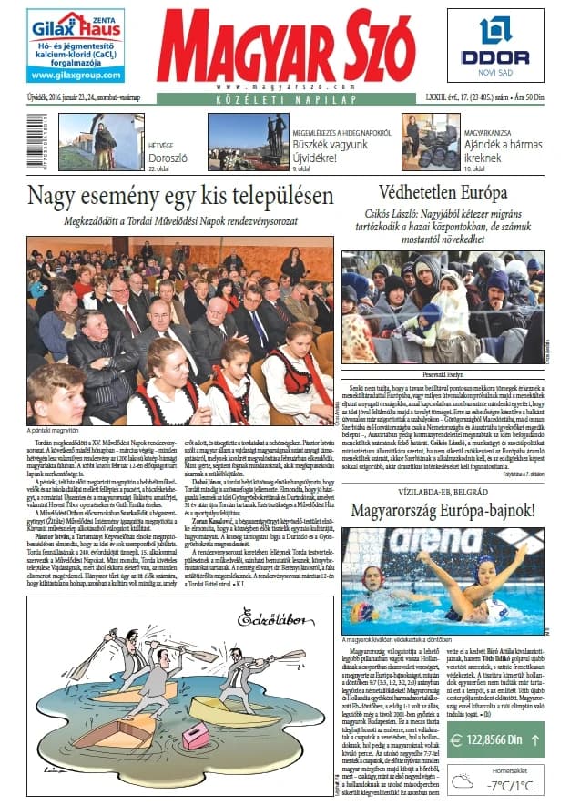 Magyar Szó, 73. évf. 2016. január 23. – 24. 17. sz. 1–44. oldal