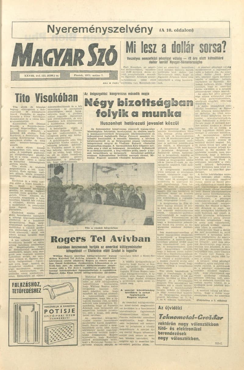 Magyar Szó, 28. évf. 1971. május 7. 123. sz. 1–16. oldal