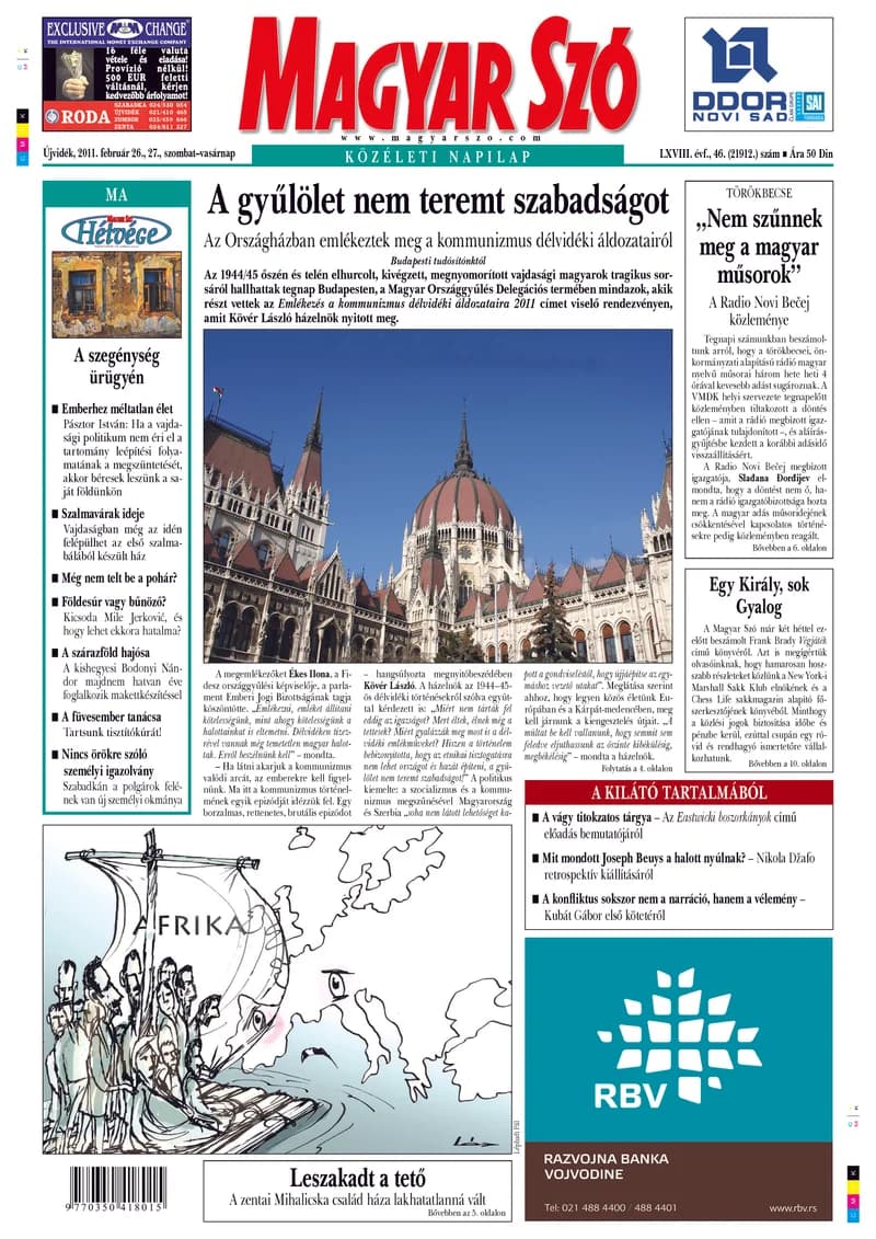 Magyar Szó, 68. évf. 2011. február 26. – 27. 46. sz. 1–48. oldal