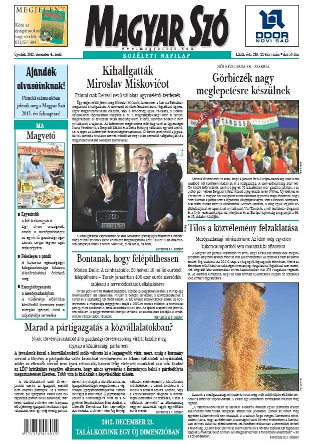 Magyar Szó, 69. évf. 2012. december 4. 283. sz. 1–20. oldal