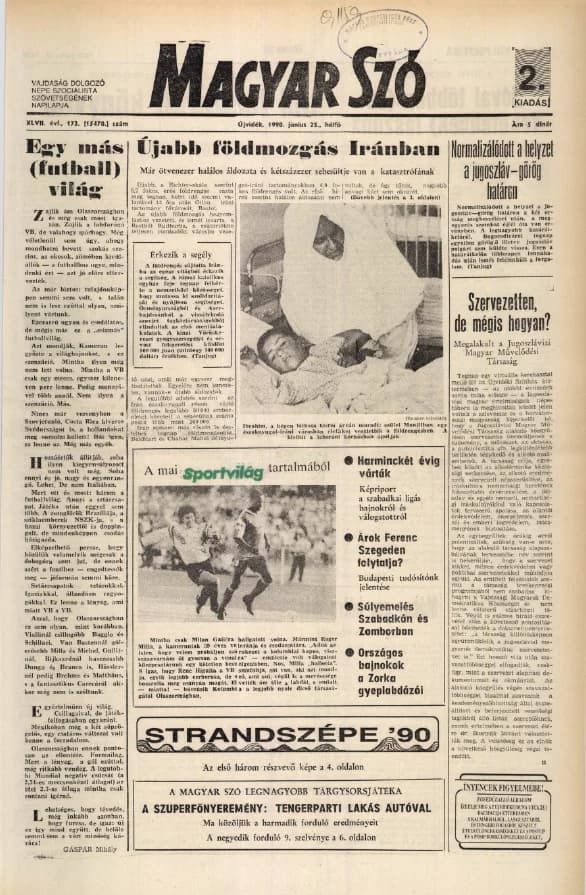 Magyar Szó, 47. évf. 1990. június 25. 172. sz. 1–20. oldal