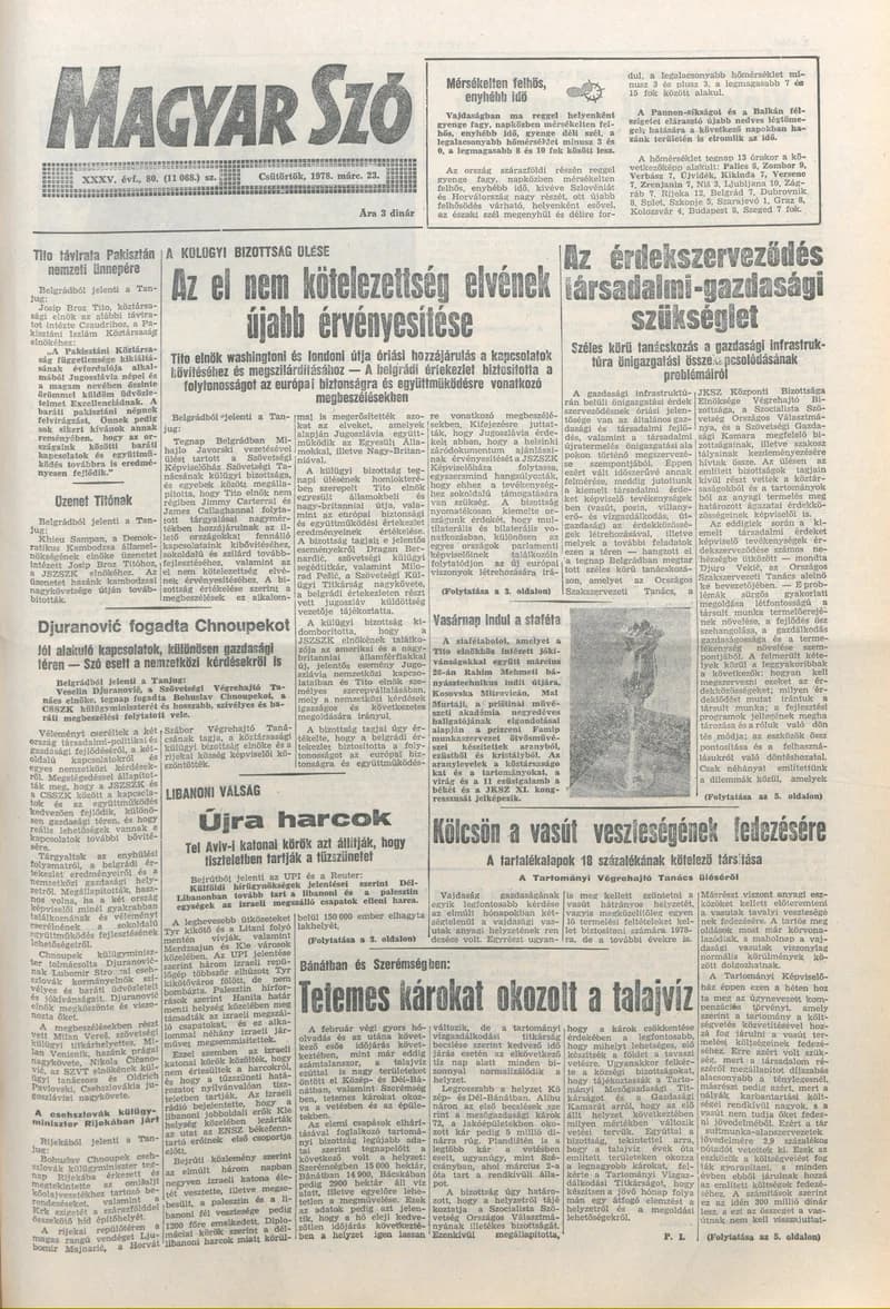 Magyar Szó, 35. évf. 1978. március 23. 80. sz. 1–20. oldal