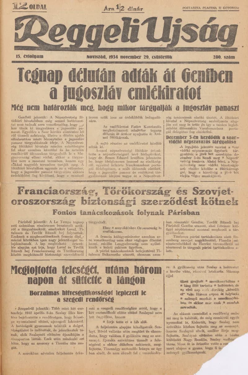 Reggeli Újság, 15. évf. 1934. november 29. 80. sz.