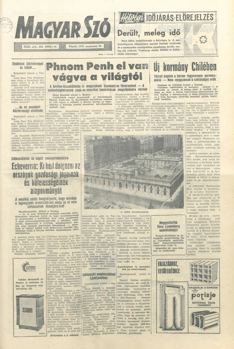Magyar Szó, 30. évf. 1973. augusztus 10. 218. sz. 1–14. oldal