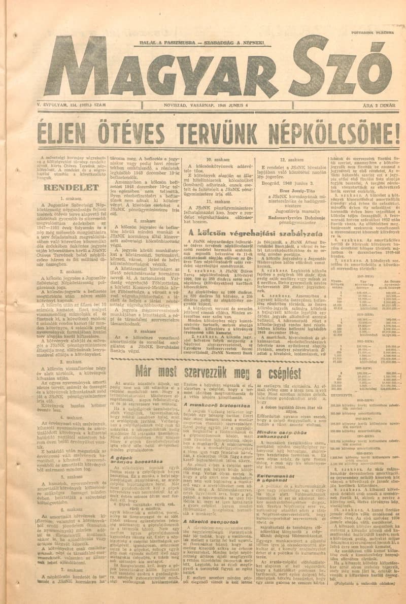 Magyar Szó, 5. évf. 1948. június 6. 134. sz. 1–6. oldal