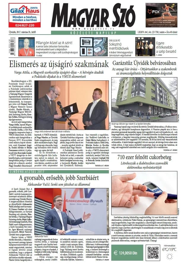 Magyar Szó, 74. évf. 2017. március 20. 64. sz. 1–20. oldal