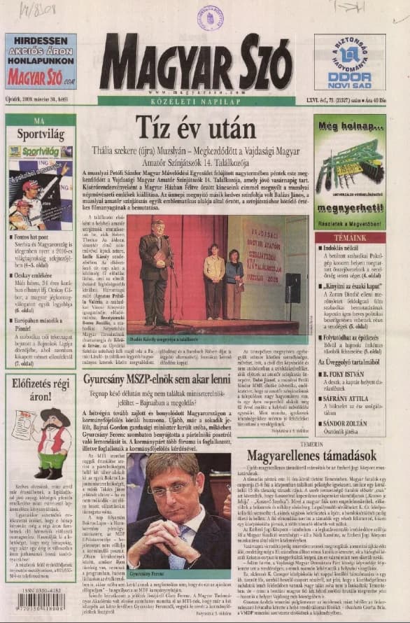 Magyar Szó, 66. évf. 2009. március 30. 73. sz. 1–16. oldal