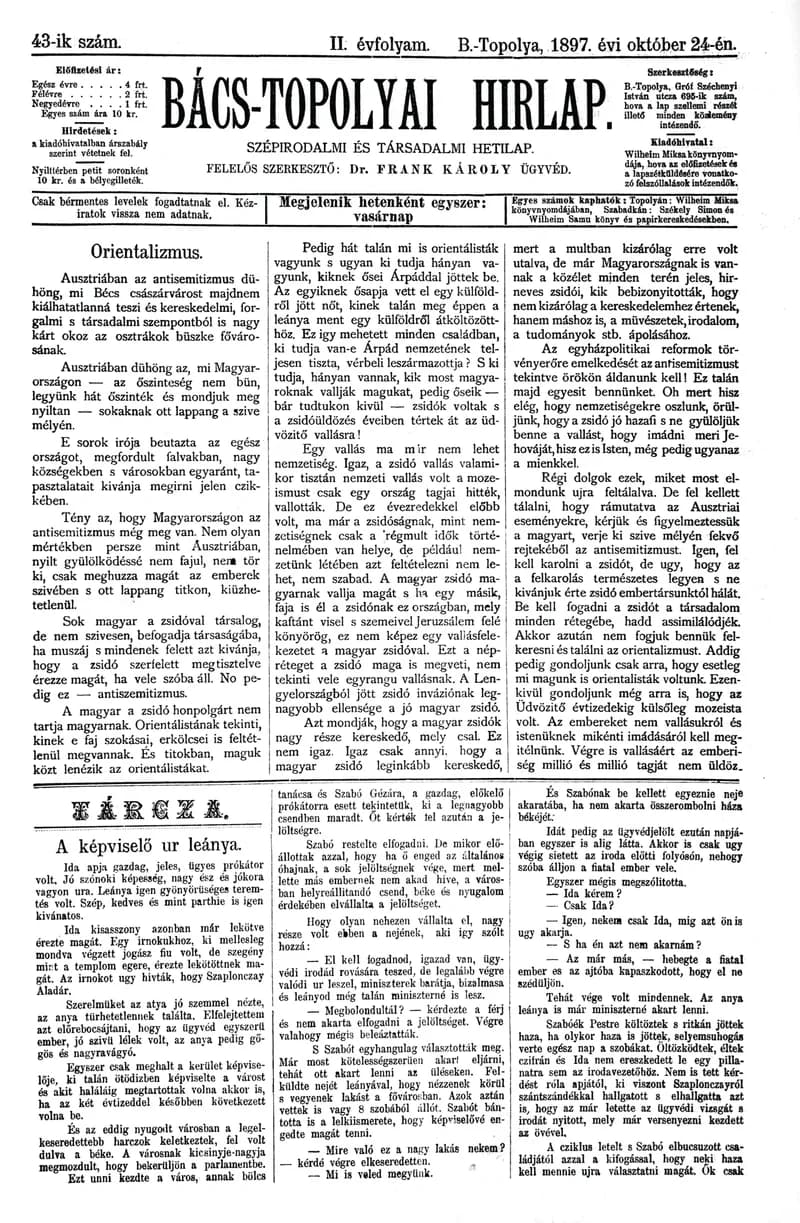 Bács-Topolyai Hirlap, 2. évf. 1897. október 24. 43. sz.