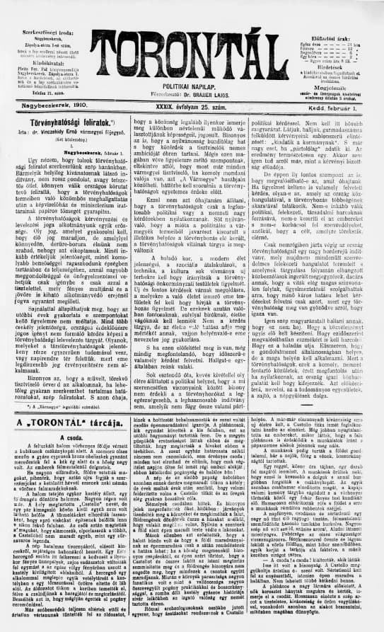Torontál, 39. évf. 1910. február 1. 25. sz.