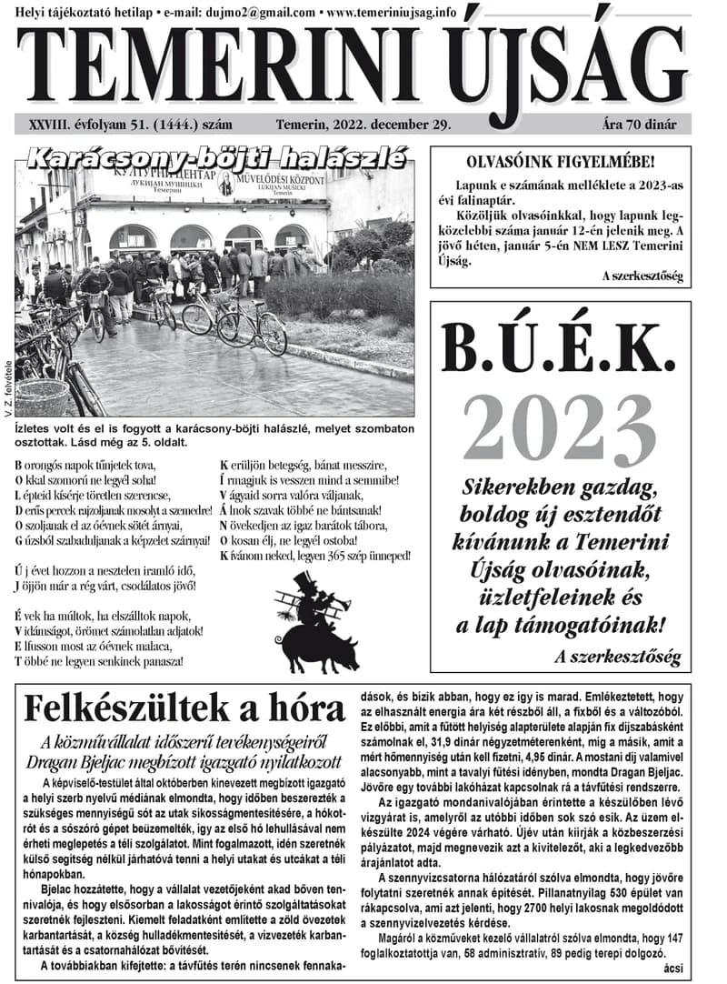 Temerini Újság, 28. évf. 2022. december 29. 51. sz.