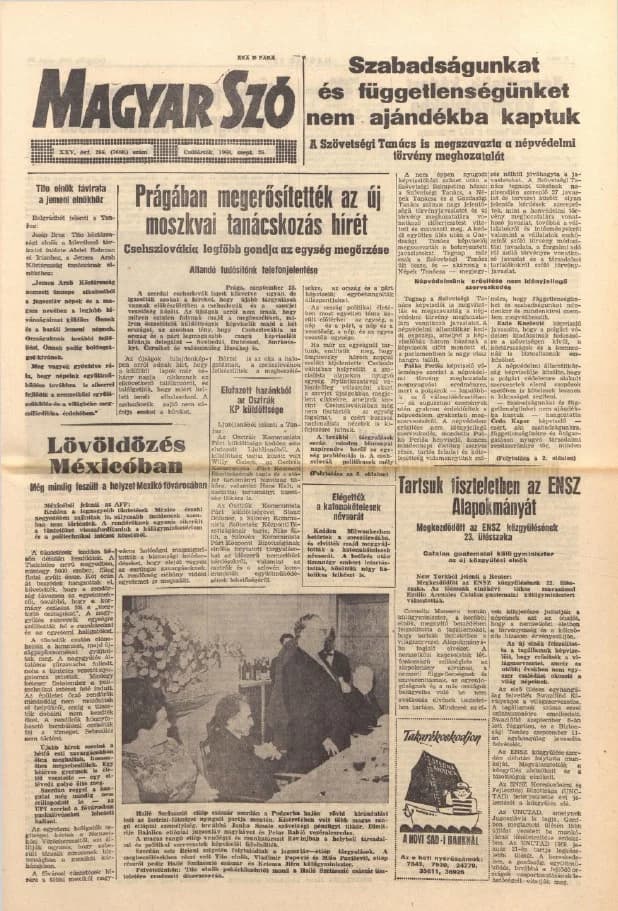 Magyar Szó, 25. évf. 1968. szeptember 26. 266. sz. 1–16. oldal