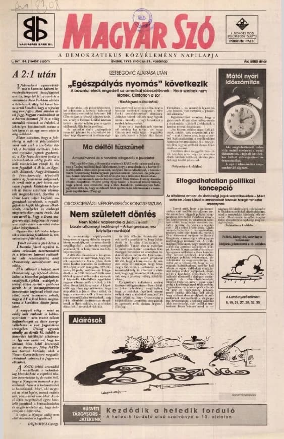 Magyar Szó, 50. évf. 1993. március 28. 84. sz. 1–24. oldal