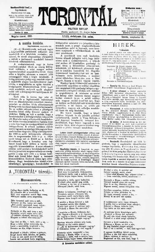 Torontál, 29. évf. 1900. szeptember 19. 214. sz.