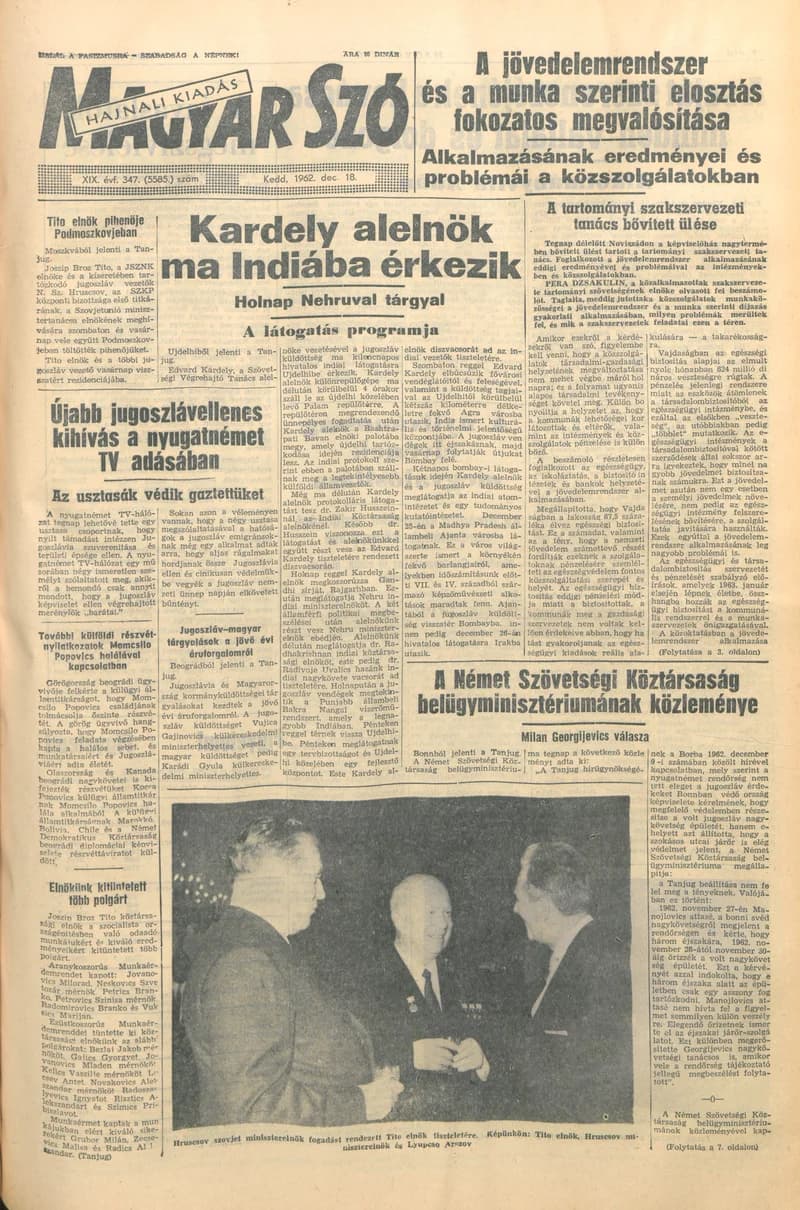 Magyar Szó, 19. évf. 1962. december 18. 347. sz. 1–16. oldal