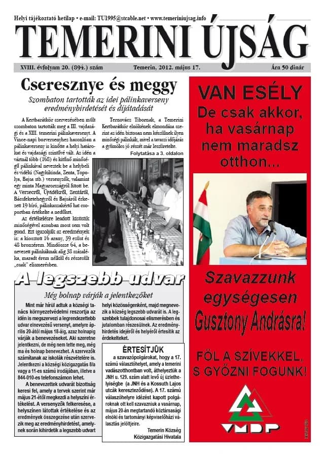 Temerini Újság, 18. évf. 2012. május 17. 20. sz.