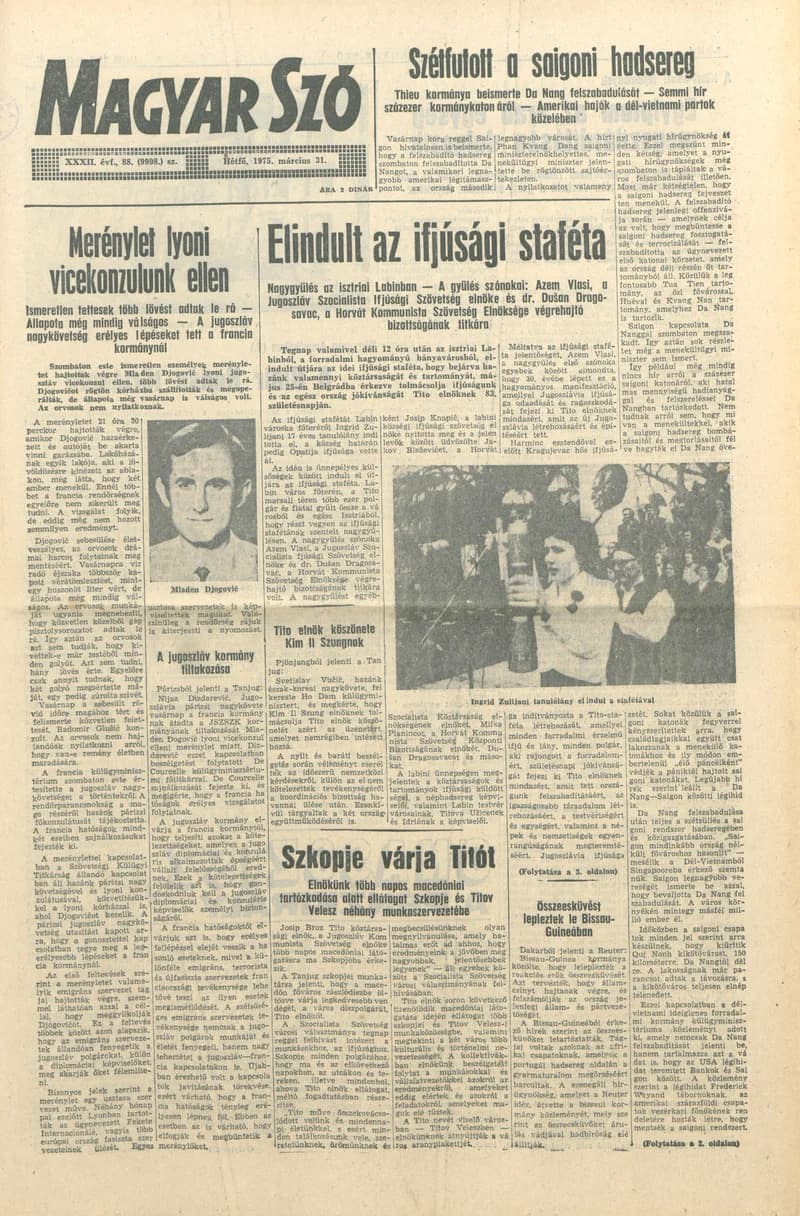 Magyar Szó, 32. évf. 1975. március 31. 88. sz.