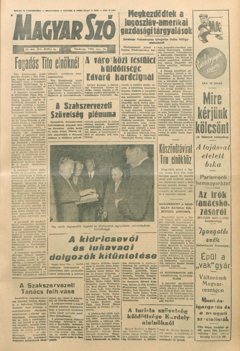Magyar Szó, 11. évf. 1954. november 14. 311. sz. 1–14. oldal