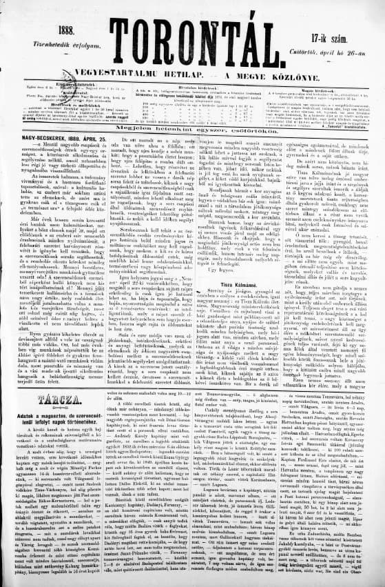 Torontál, 17. évf. 1888. április 26. 17. sz.