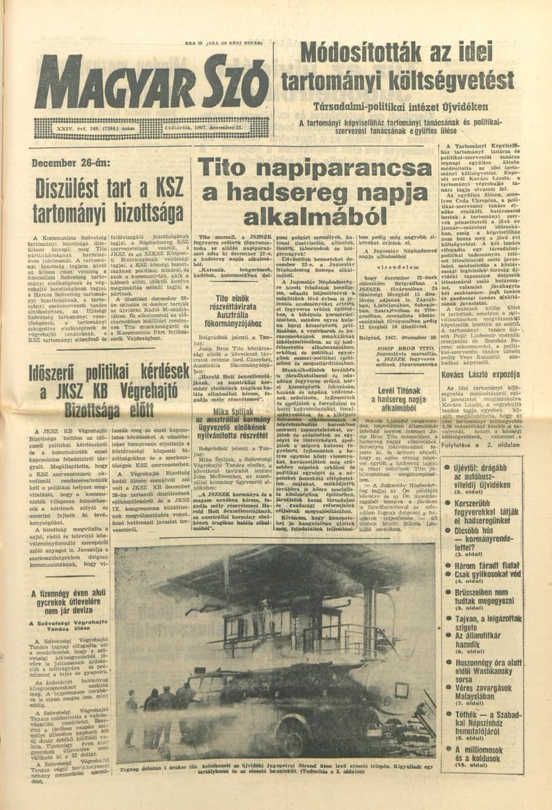 Magyar Szó, 24. évf. 1967. december 21. 349. sz. 1–16. oldal