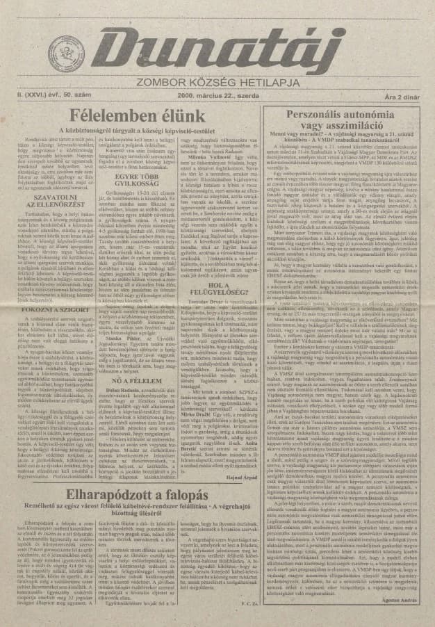 Dunatáj, 2. évf. 2000. március 22. 50. sz.